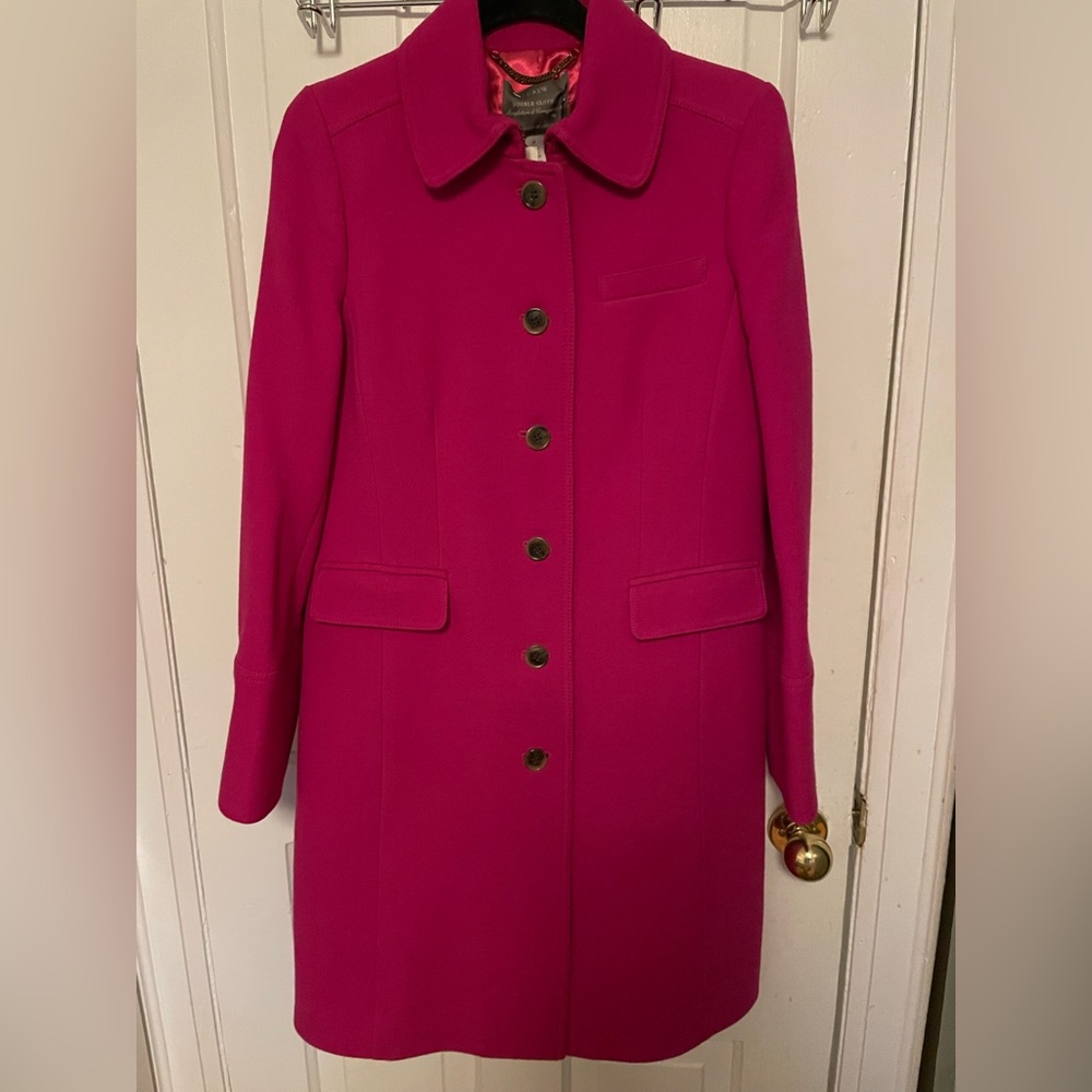 NWT J.Crew Fuchsia Wool Trench Coat